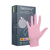 CN331 Перчатки нитриловые BENOVY, розовые, 50 пар, размер XS
