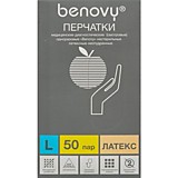 Benovy-L Перчатки мед. смотровые латекс. нестер., текстур. неопудренные Benovy(L) 50пар/уп.